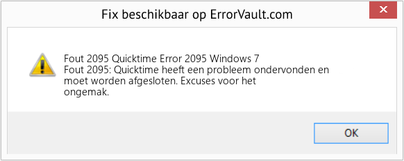 Fix Quicktime Error 2095 Windows 7 (Fout Fout 2095)
