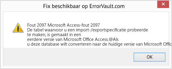 Fix Microsoft Access-fout 2097 (Fout Fout 2097)