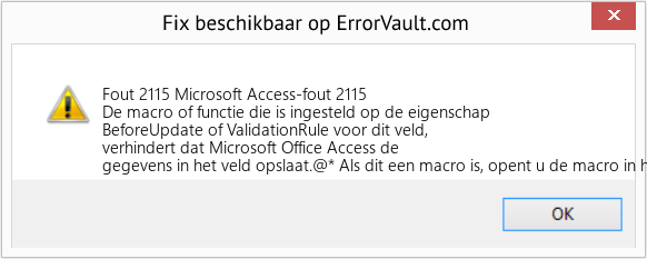 Fix Microsoft Access-fout 2115 (Fout Fout 2115)