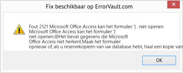 Fix Microsoft Office Access kan het formulier '| . niet openen (Fout Fout 2121)