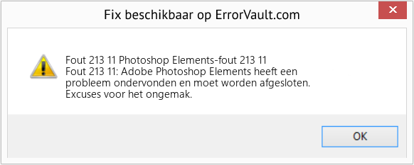 Fix Photoshop Elements-fout 213 11 (Fout Fout 213 11)