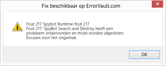 Fix Spybot Runtime-fout 217 (Fout Fout 217)