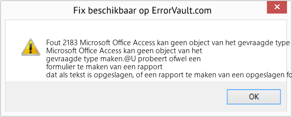 Fix Microsoft Office Access kan geen object van het gevraagde type maken (Fout Fout 2183)
