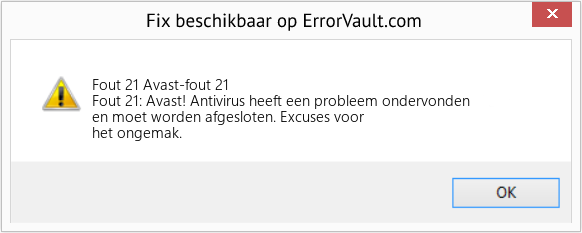 Fix Avast-fout 21 (Fout Fout 21)