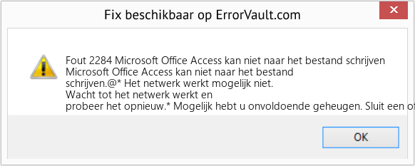 Download Fout <?php echo $nummer; ?> (Microsoft Office Access kan niet naar het bestand schrijven) Reparatie Tool Fix Microsoft Office Access kan niet naar het bestand schrijven (Fout Fout 2284)
