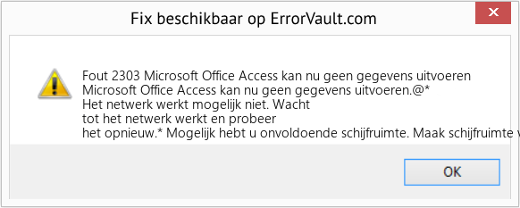 Download Fout <?php echo $nummer; ?> (Microsoft Office Access kan nu geen gegevens uitvoeren) Reparatie Tool Fix Microsoft Office Access kan nu geen gegevens uitvoeren (Fout Fout 2303)