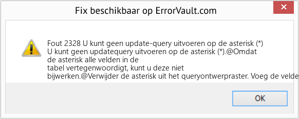 Fix U kunt geen update-query uitvoeren op de asterisk (*) (Fout Fout 2328)