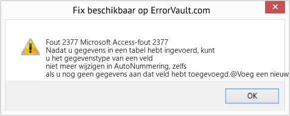Fix Microsoft Access-fout 2377 (Fout Fout 2377)