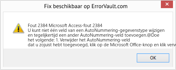 Fix Microsoft Access-fout 2384 (Fout Fout 2384)