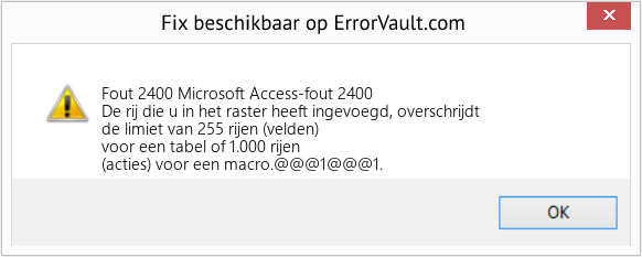 Fix Microsoft Access-fout 2400 (Fout Fout 2400)