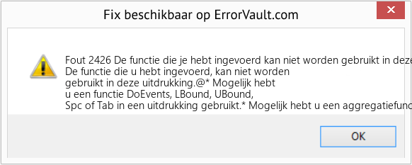 Fix De functie die je hebt ingevoerd kan niet worden gebruikt in deze uitdrukking (Fout Fout 2426)