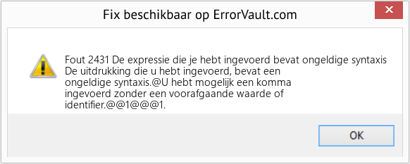 Download Fout <?php echo $nummer; ?> (De expressie die je hebt ingevoerd bevat ongeldige syntaxis) Reparatie Tool Fix De expressie die je hebt ingevoerd bevat ongeldige syntaxis (Fout Fout 2431)