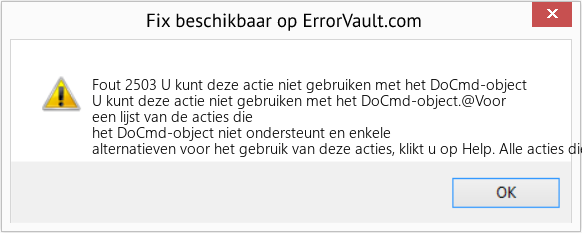 Fix U kunt deze actie niet gebruiken met het DoCmd-object (Fout Fout 2503)