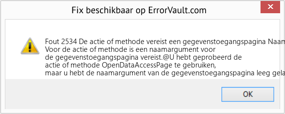 Download Fout <?php echo $nummer; ?> (De actie of methode vereist een gegevenstoegangspagina Naamargument) Reparatie Tool Fix De actie of methode vereist een gegevenstoegangspagina Naamargument (Fout Fout 2534)