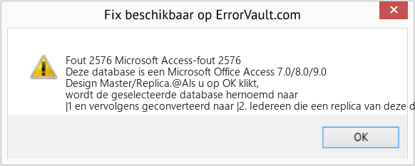 Fix Microsoft Access-fout 2576 (Fout Fout 2576)