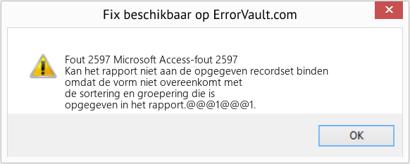 Fix Microsoft Access-fout 2597 (Fout Fout 2597)