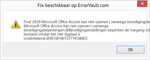 Download Fout <?php echo $nummer; ?> (Microsoft Office Access kan niet openen | vanwege beveiligingsbeperkingen) Reparatie Tool Fix Microsoft Office Access kan niet openen | vanwege beveiligingsbeperkingen (Fout Fout 2639)