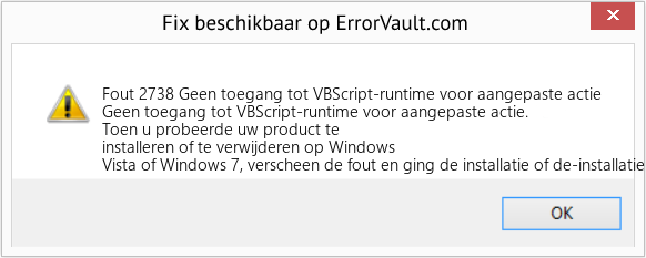Fix Geen toegang tot VBScript-runtime voor aangepaste actie (Fout Fout 2738)