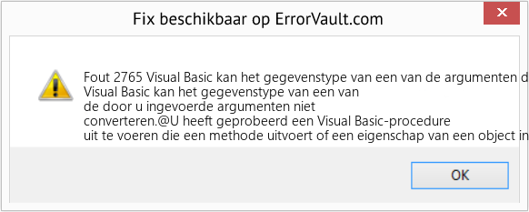 Fix Visual Basic kan het gegevenstype van een van de argumenten die u hebt ingevoerd niet converteren (Fout Fout 2765)