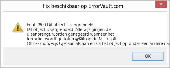 Fix Dit object is vergrendeld (Fout Fout 2800)