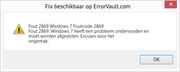 Download Fout <?php echo $nummer; ?> (Windows 7 Foutcode 2869) Reparatie Tool Fix Windows 7 Foutcode 2869 (Fout Fout 2869)