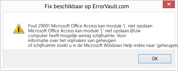 Fix Microsoft Office Access kan module '| . niet opslaan (Fout Fout 29001)