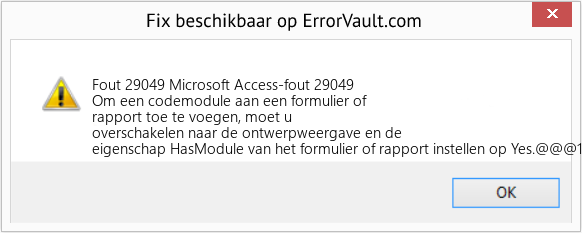 Fix Microsoft Access-fout 29049 (Fout Fout 29049)