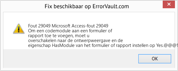 Download Fout <?php echo $nummer; ?> (Microsoft Access-fout 29049) Reparatie Tool Fix Microsoft Access-fout 29049 (Fout Fout 29049)