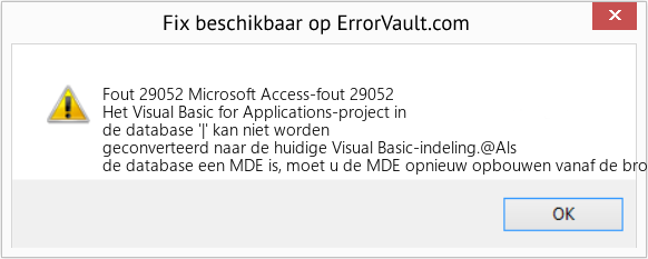 Fix Microsoft Access-fout 29052 (Fout Fout 29052)