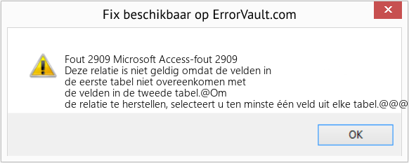 Fix Microsoft Access-fout 2909 (Fout Fout 2909)