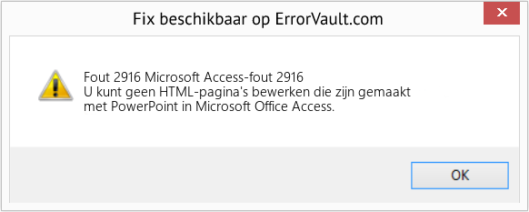 Fix Microsoft Access-fout 2916 (Fout Fout 2916)