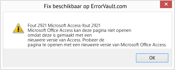 Fix Microsoft Access-fout 2921 (Fout Fout 2921)