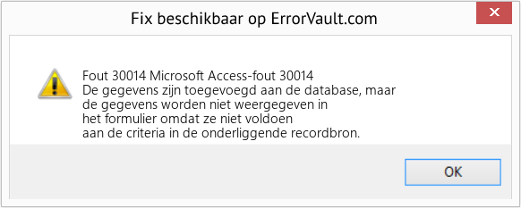 Fix Microsoft Access-fout 30014 (Fout Fout 30014)