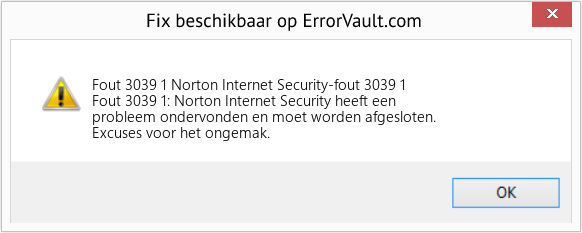 Fix Norton Internet Security-fout 3039 1 (Fout Fout 3039 1)