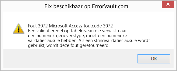 Fix Microsoft Access-foutcode 3072 (Fout Fout 3072)