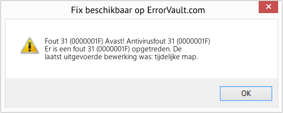 Fix Avast! Antivirusfout 31 (0000001F) (Fout Fout 31 (0000001F))