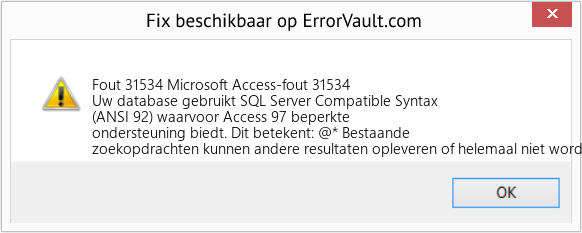 Fix Microsoft Access-fout 31534 (Fout Fout 31534)