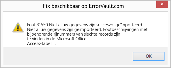 Fix Niet al uw gegevens zijn succesvol geïmporteerd (Fout Fout 31550)