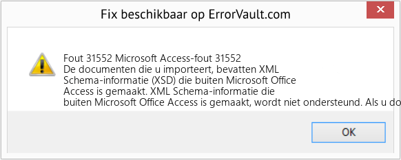 Fix Microsoft Access-fout 31552 (Fout Fout 31552)