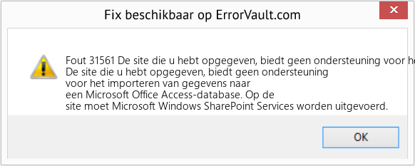 Fix De site die u hebt opgegeven, biedt geen ondersteuning voor het importeren van gegevens naar een Microsoft Office Access-database (Fout Fout 31561)