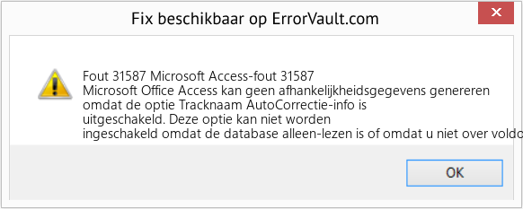 Download Fout <?php echo $nummer; ?> (Microsoft Access-fout 31587) Reparatie Tool Fix Microsoft Access-fout 31587 (Fout Fout 31587)