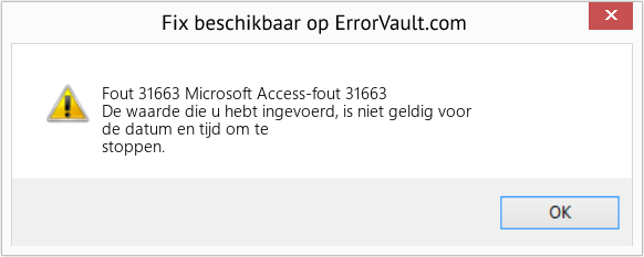 Fix Microsoft Access-fout 31663 (Fout Fout 31663)