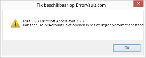Fix Microsoft Access-fout 3173 (Fout Fout 3173)