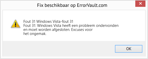 Fix Windows Vista-fout 31 (Fout Fout 31)