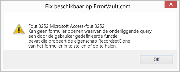 Fix Microsoft Access-fout 3252 (Fout Fout 3252)