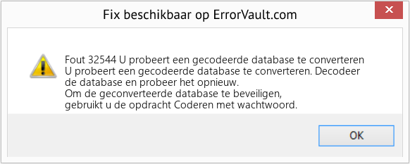 Download Fout <?php echo $nummer; ?> (U probeert een gecodeerde database te converteren) Reparatie Tool Fix U probeert een gecodeerde database te converteren (Fout Fout 32544)