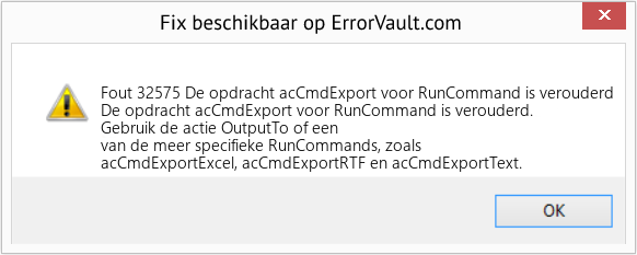 Fix De opdracht acCmdExport voor RunCommand is verouderd (Fout Fout 32575)