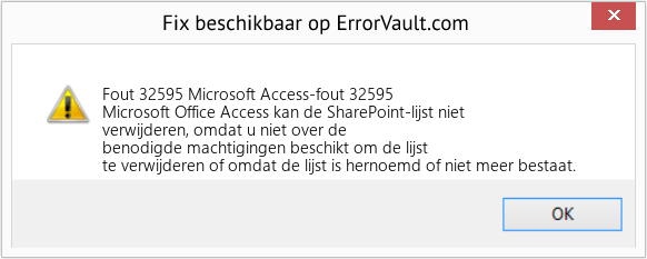 Fix Microsoft Access-fout 32595 (Fout Fout 32595)