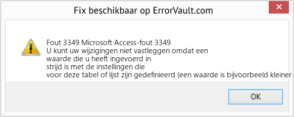 Fix Microsoft Access-fout 3349 (Fout Fout 3349)