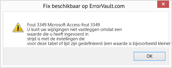 Download Fout <?php echo $nummer; ?> (Microsoft Access-fout 3349) Reparatie Tool Fix Microsoft Access-fout 3349 (Fout Fout 3349)